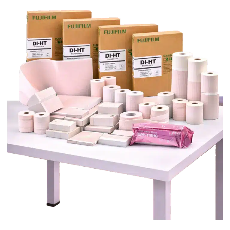 Consumibles para equipos médicos con papeles de registro, rollos térmicos y placas para equipos de diagnóstico